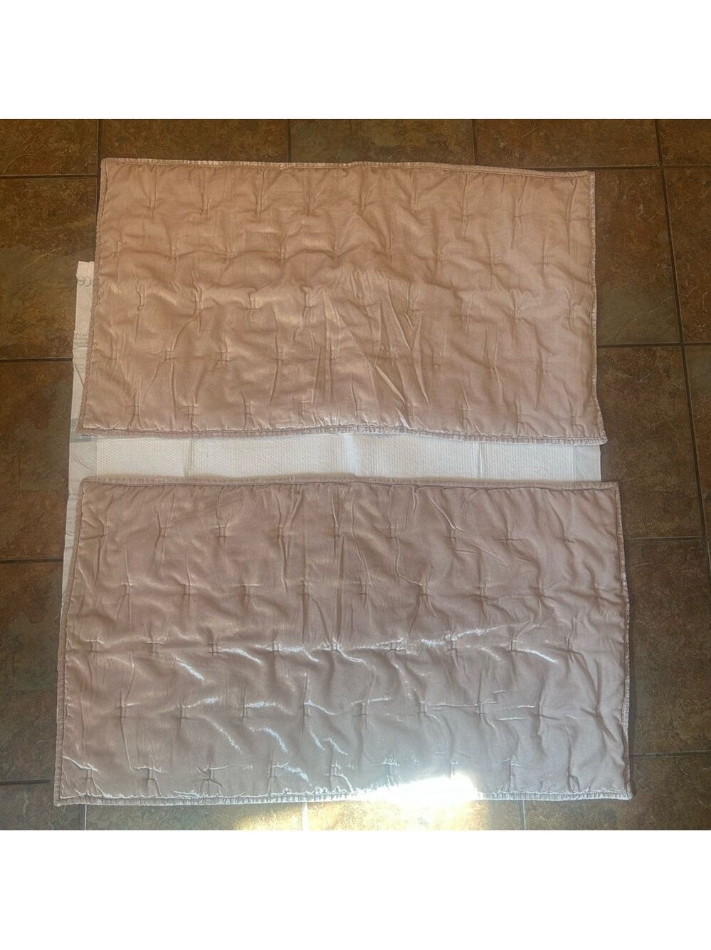 West Elm Quilted Velvet Pillow Shams 2  Blush Pink Viscose Romantic Boho